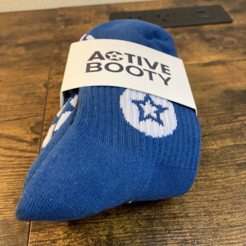 Active Booty 3 Pack Everyday Crew Socks Womens 6-9 Ocean Blue